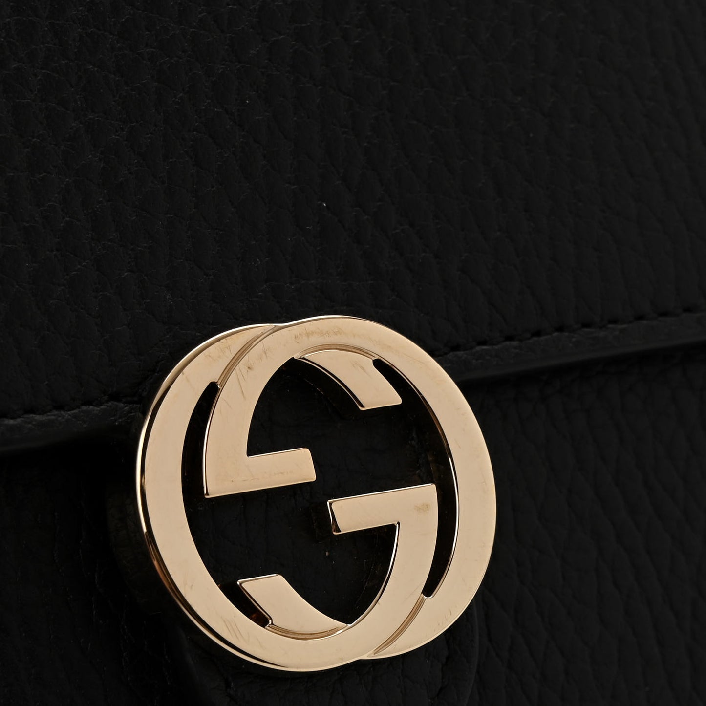 Dollar Calfskin Interlocking G Chain Wallet Black