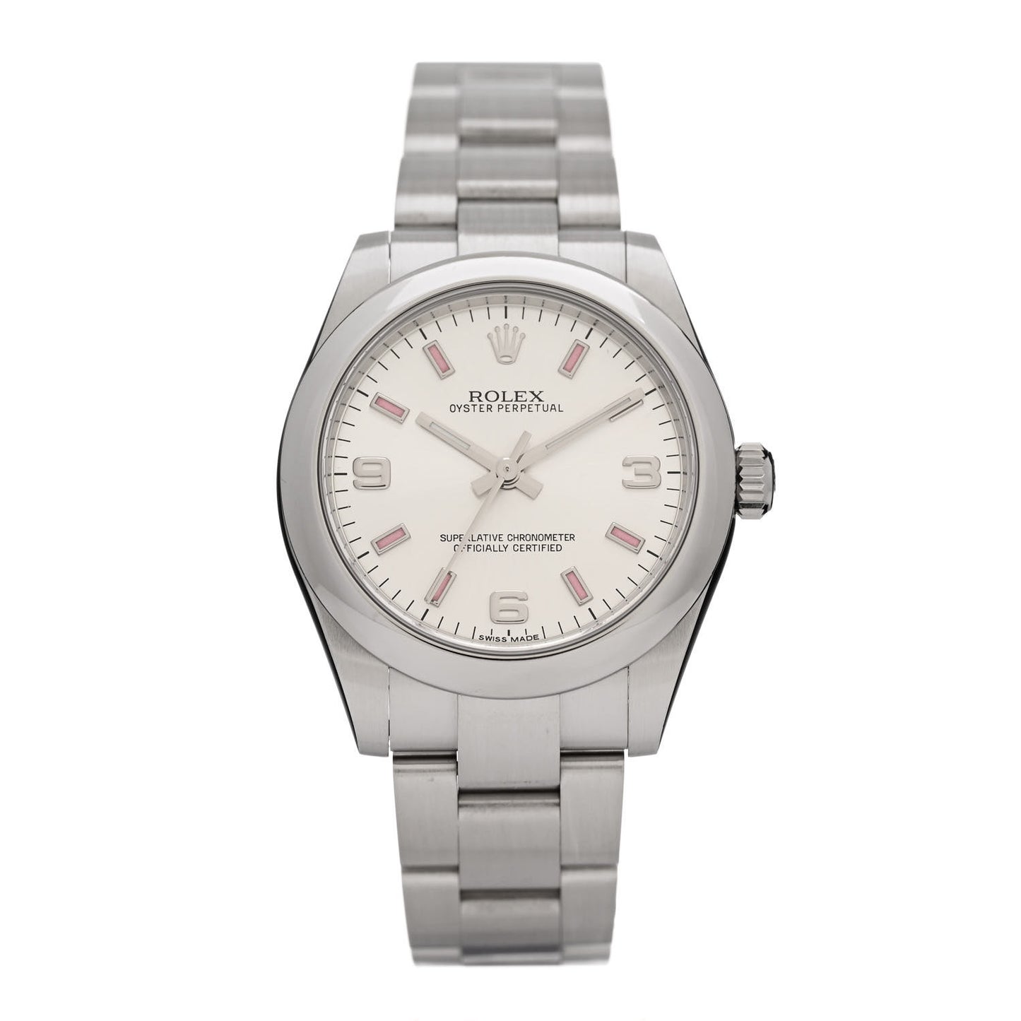 Stainless Steel 31mm Oyster Perpetual Watch Pink Index 177200