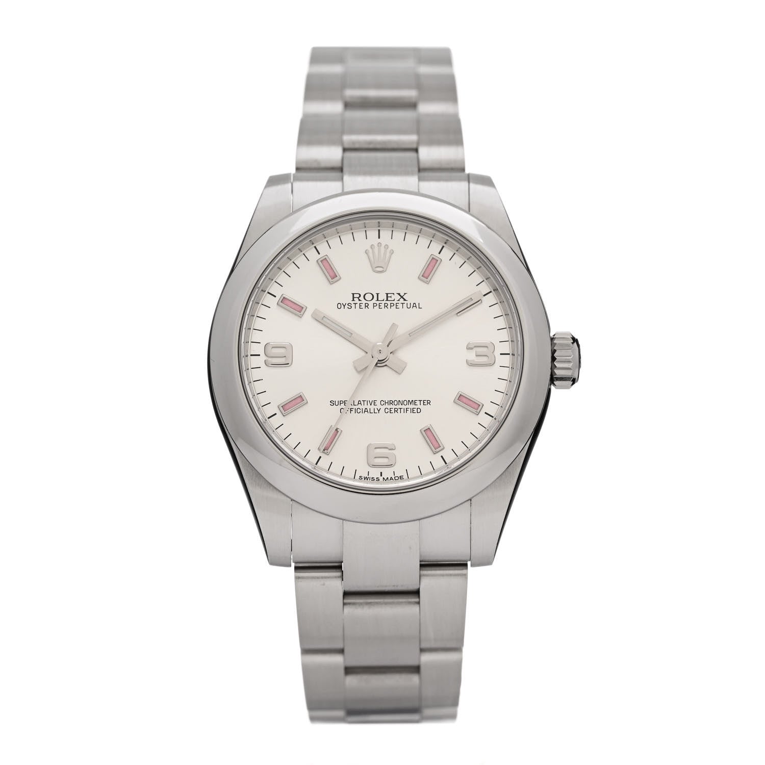 Rolex Stainless Steel 31mm Oyster Perpetual Watch Pink Index 177200 1 of 5