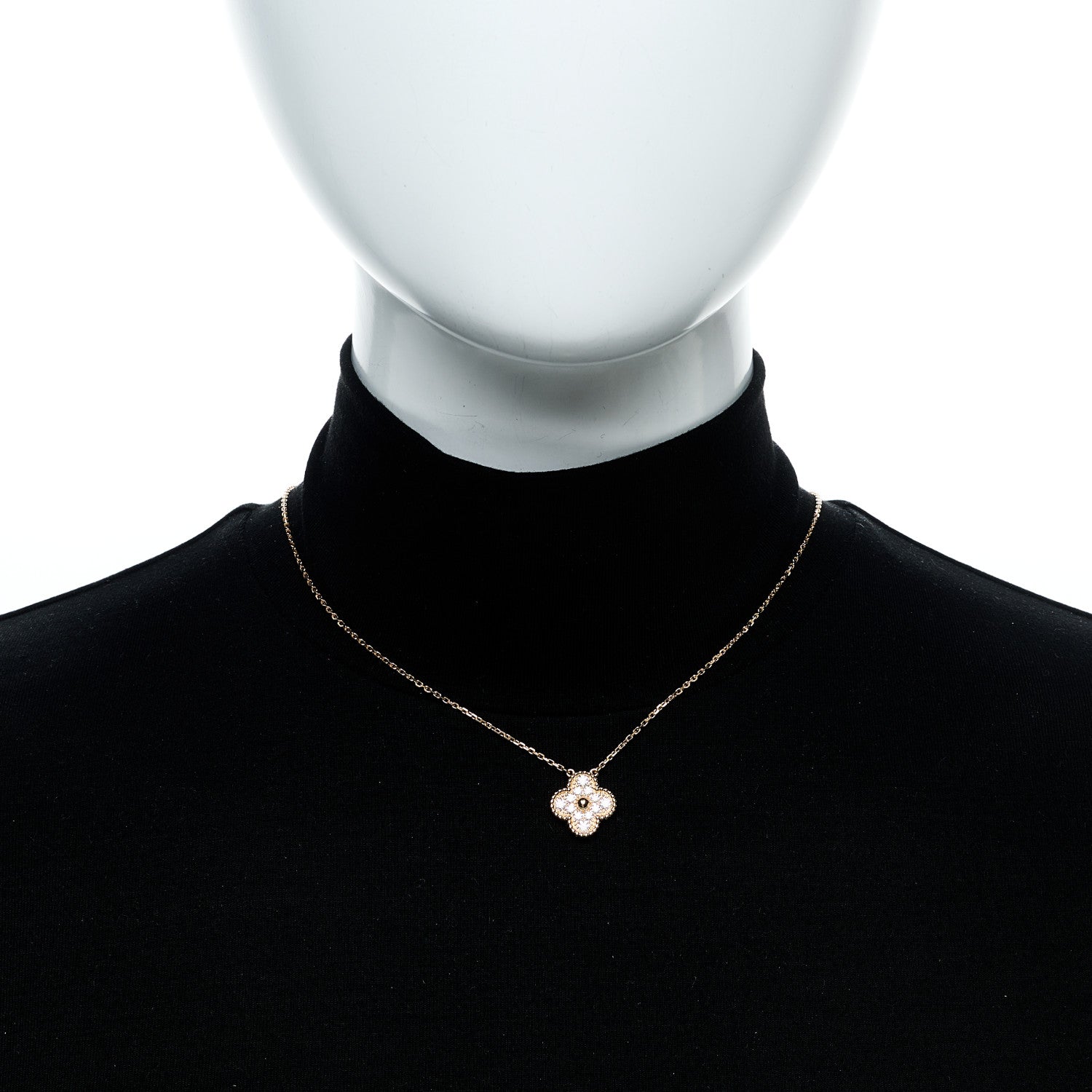 Van Cleef & Arpels 18K Rose Gold Diamond Vintage Alhambra Pendant Necklace 2 of 6