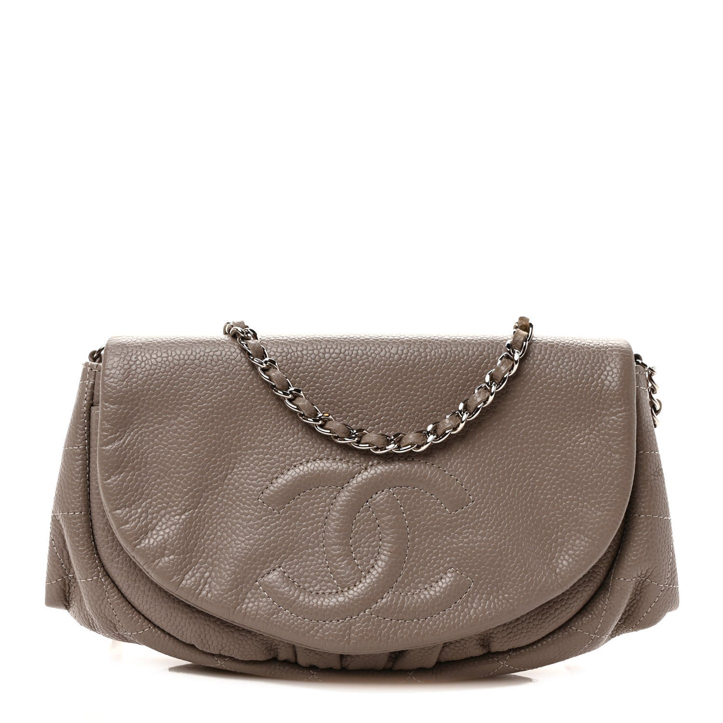 Caviar Half Moon Wallet On Chain WOC Light Grey