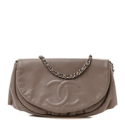 Chanel Caviar Half Moon Wallet On Chain WOC Light Grey 1 of 9