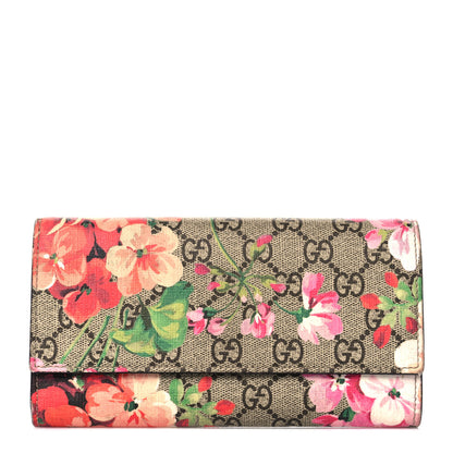 Gucci GG Supreme Monogram Blooms Continental Wallet Beige Multicolor Dry Rose 1 of 9