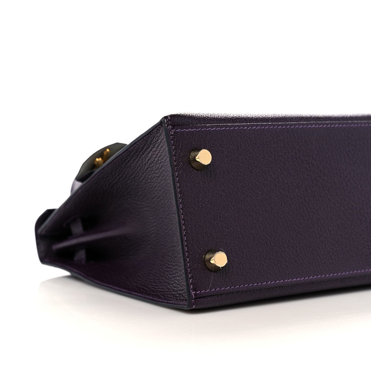 Hermes Chevre Mysore Horseshoe Kelly Sellier 25 Raisin Gris Perle 8 of 10