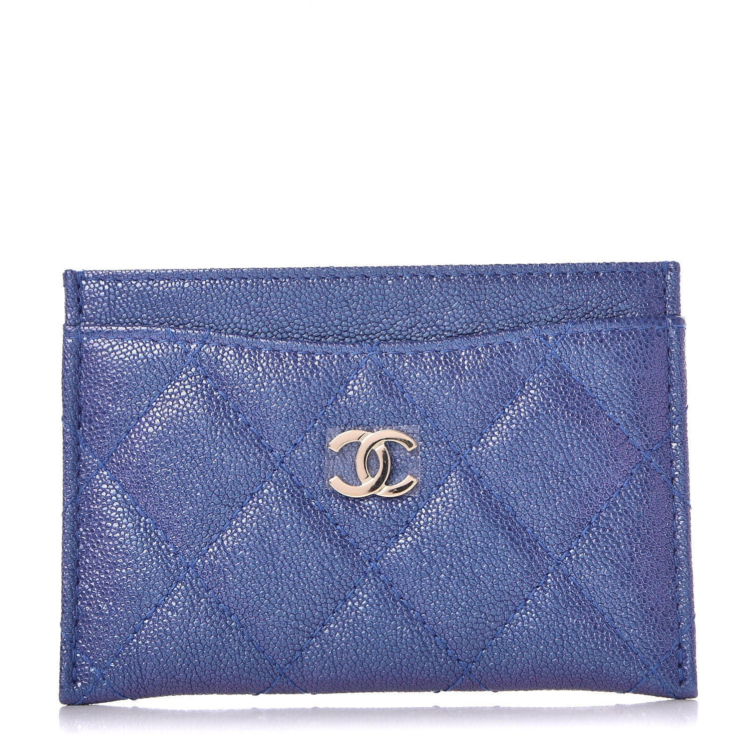 Chanel Iridescent Caviar Quilted Card Holder Blue Fonce 1 of 8