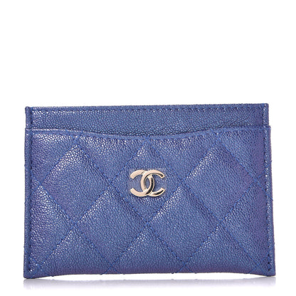 Chanel Iridescent Caviar Quilted Card Holder Blue Fonce 1 of 8