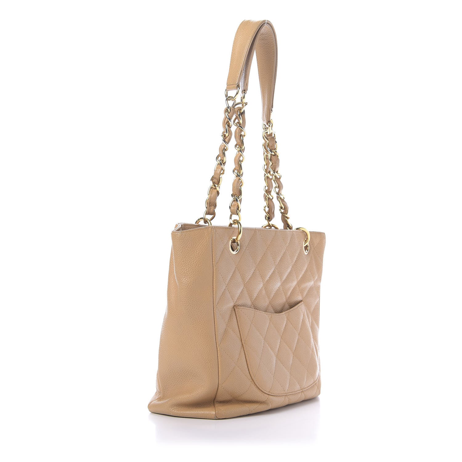 Chanel Caviar Quilted Petit Shopping Tote PST Dark Beige 3 of 18