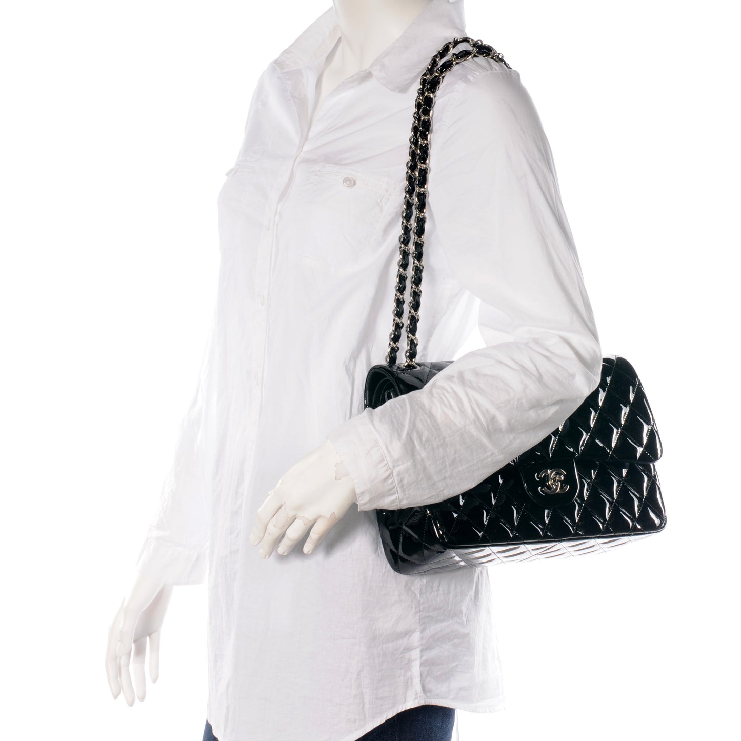 Patent Jumbo Double Flap Black