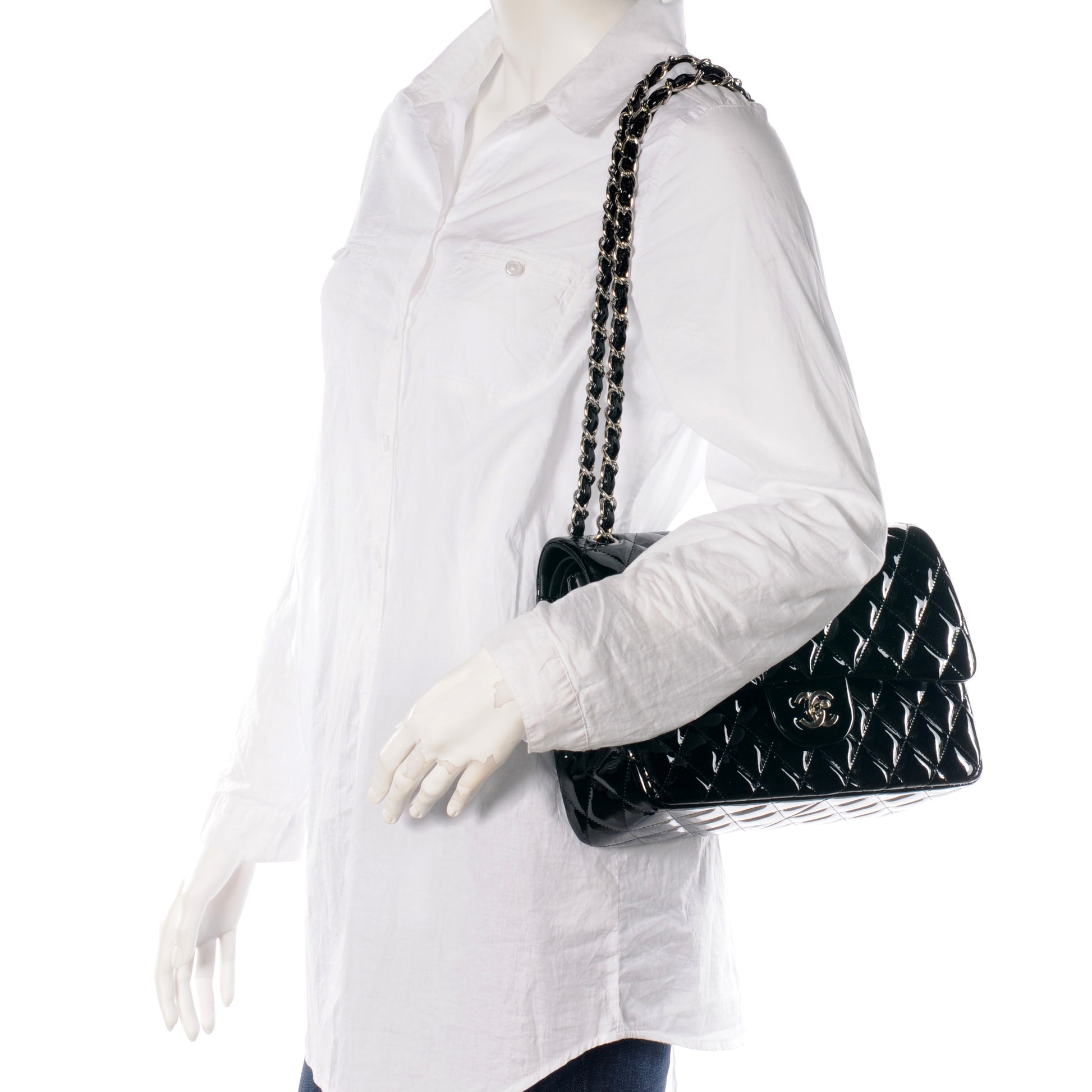 Chanel Patent Jumbo Double Flap Black 2 of 8