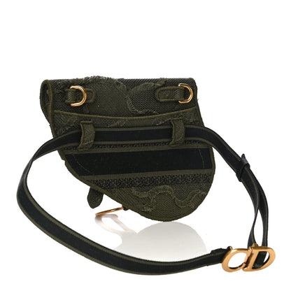 Christian Dior Canvas Embroidered Camouflage Saddle Belt Bag Green 3 of 11