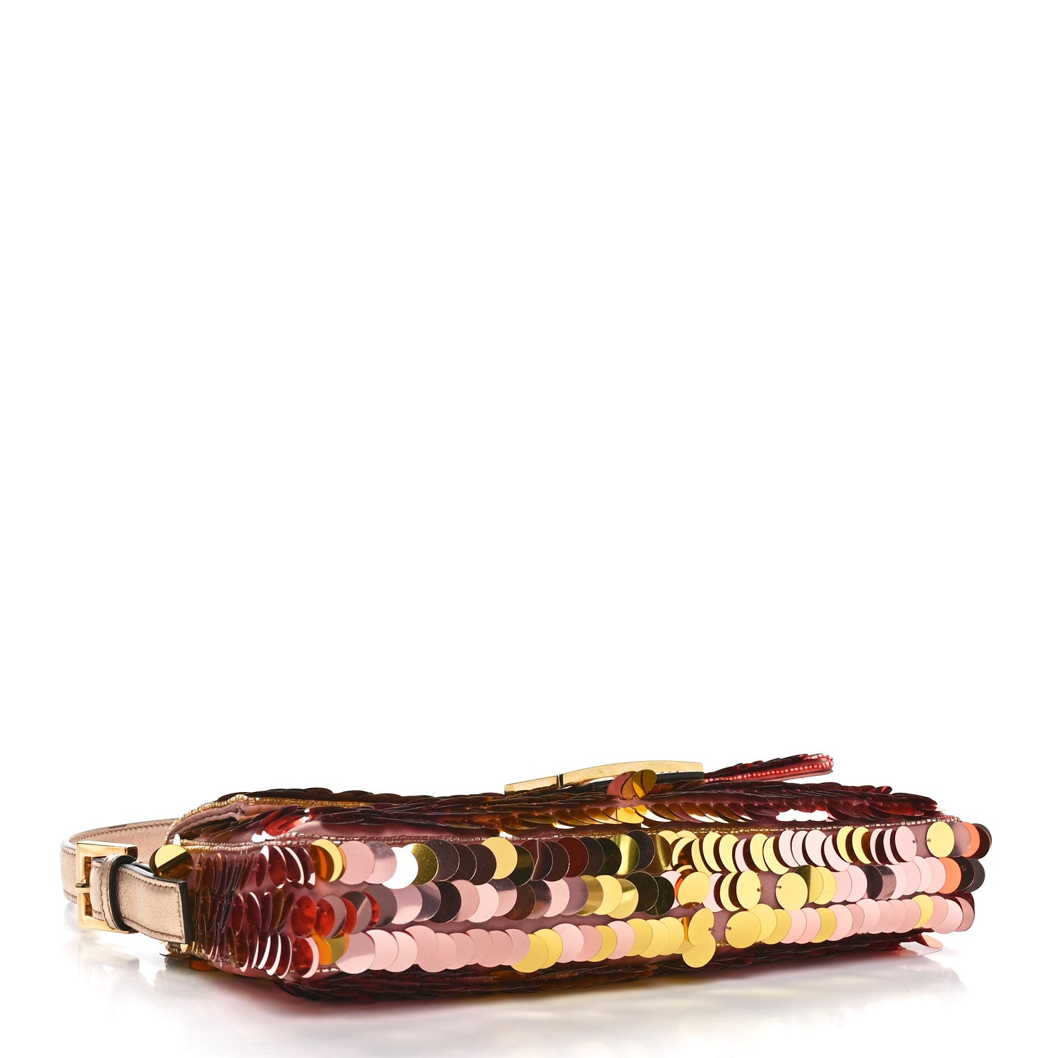 Fendi Sequin Paillettes Vitello Laminato Striped Baguette 1997 Multicolor 4 of 12
