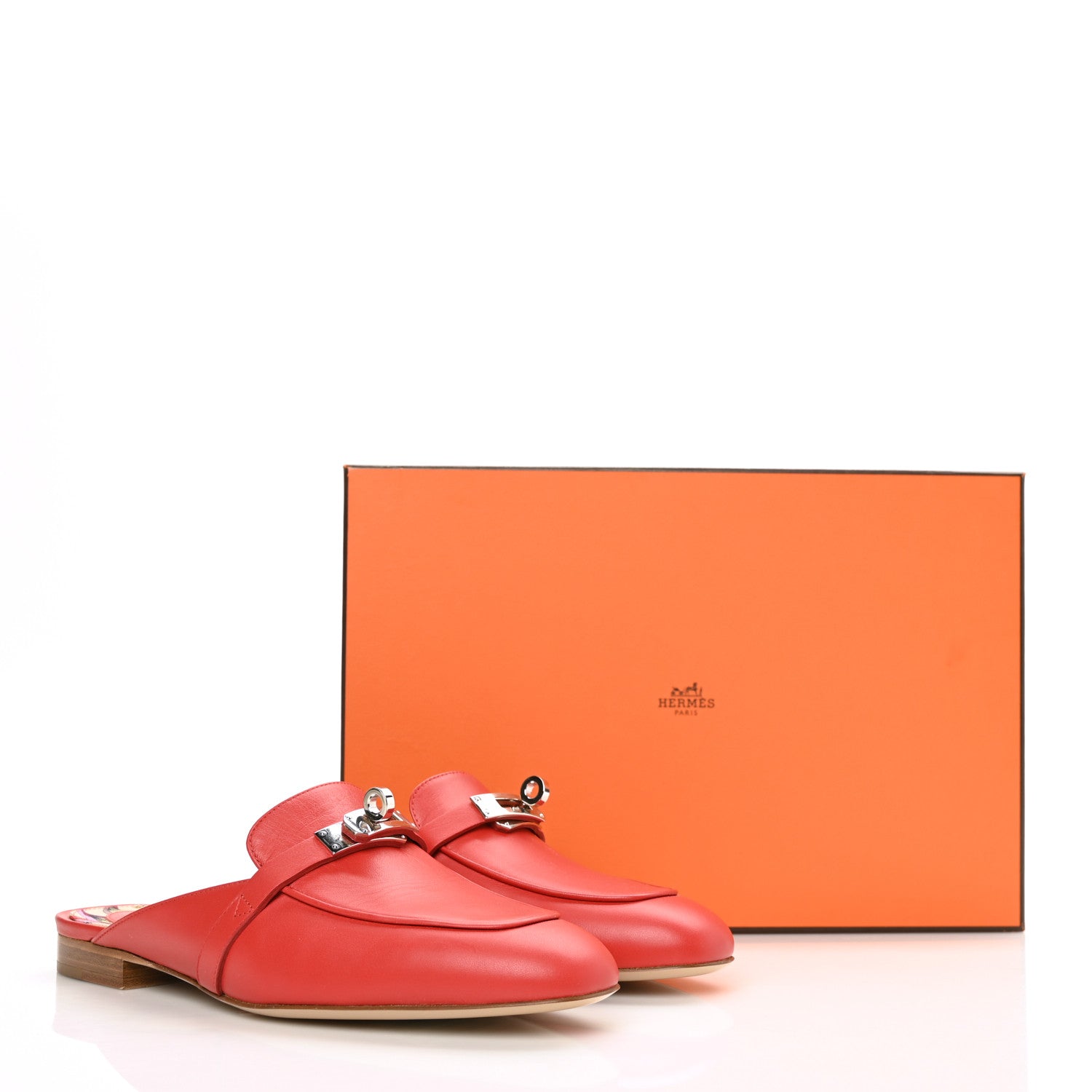 Hermes Calfskin Oz Mules 37 Orange Solaire 8 of 8