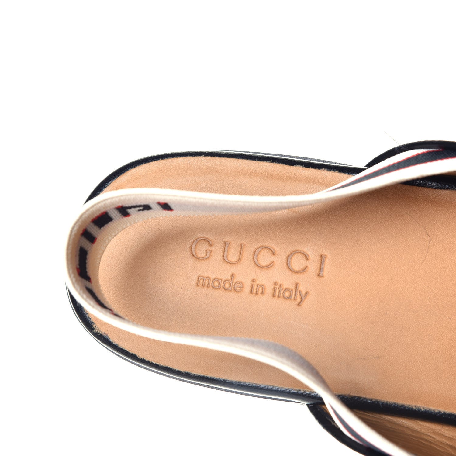 Gucci Goatskin Stripe Mens Horsebit Slingback Slippers 10 Black 8 of 10