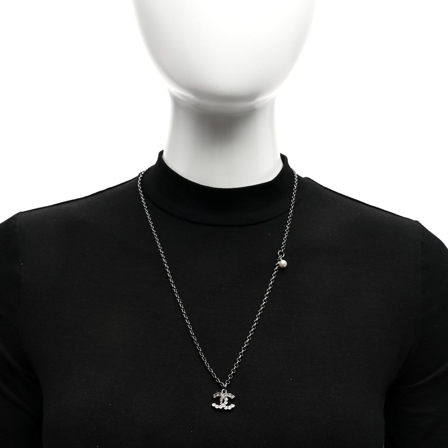 Crystal CC Necklace Ruthenium