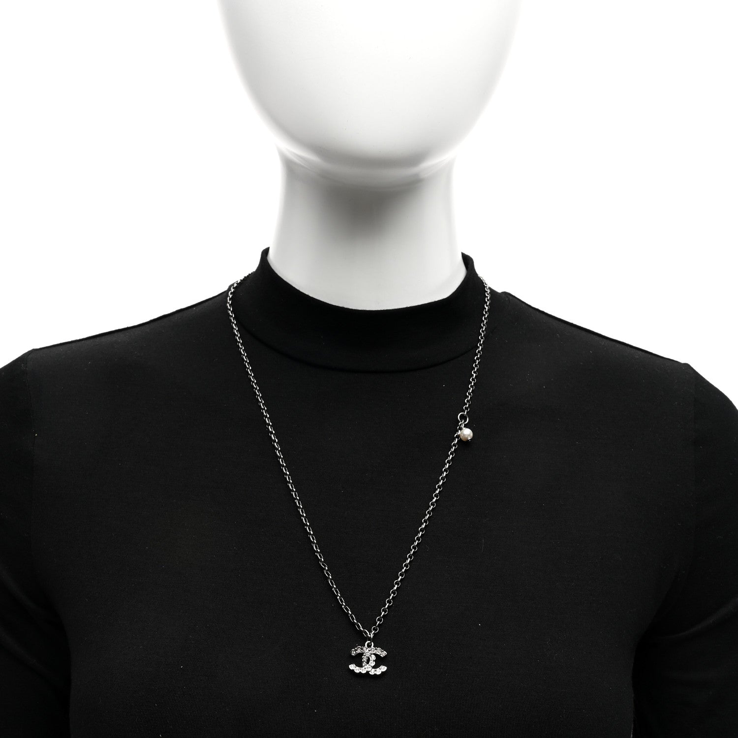 Chanel Crystal CC Necklace Ruthenium 2 of 4