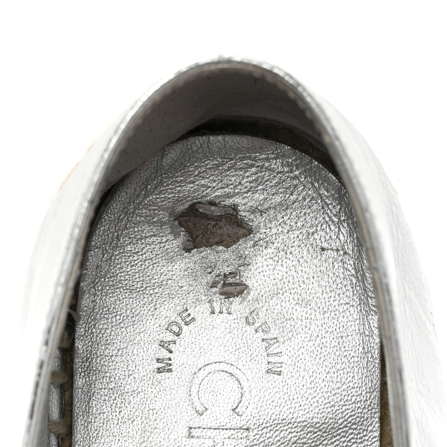 Laminated Goatskin CC Espadrilles 37 Silver