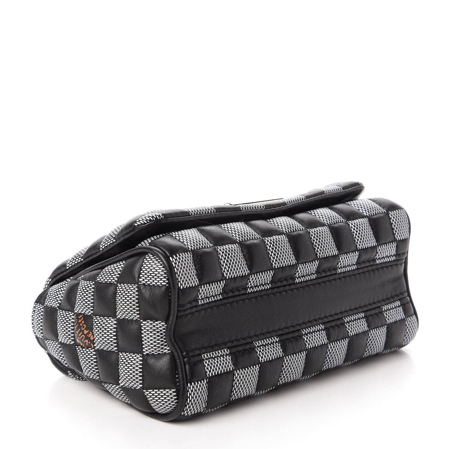 Louis Vuitton Calfskin Damier Twist Shoulder Bag BB Black White 4 of 11