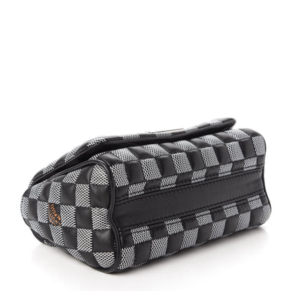 Louis Vuitton Calfskin Damier Twist Shoulder Bag BB Black White 4 of 11