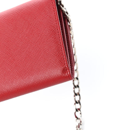 Prada Saffiano Bi-Color Wallet on Chain Fuoco Black 11 of 11