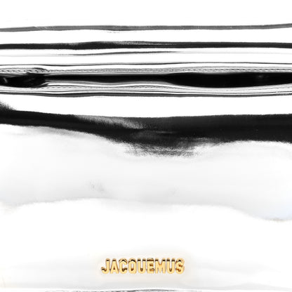 Jacquemus Metallic Patent Calfskin La Pochette Rond Carre Silver 6 of 8