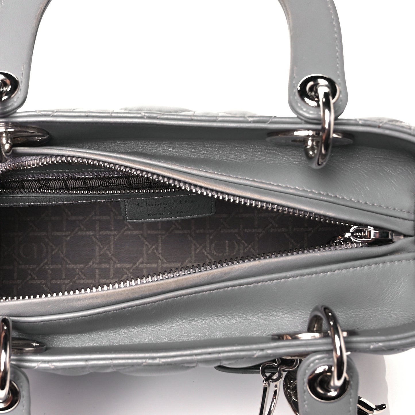 Lambskin Cannage Medium Lady Dior Grey