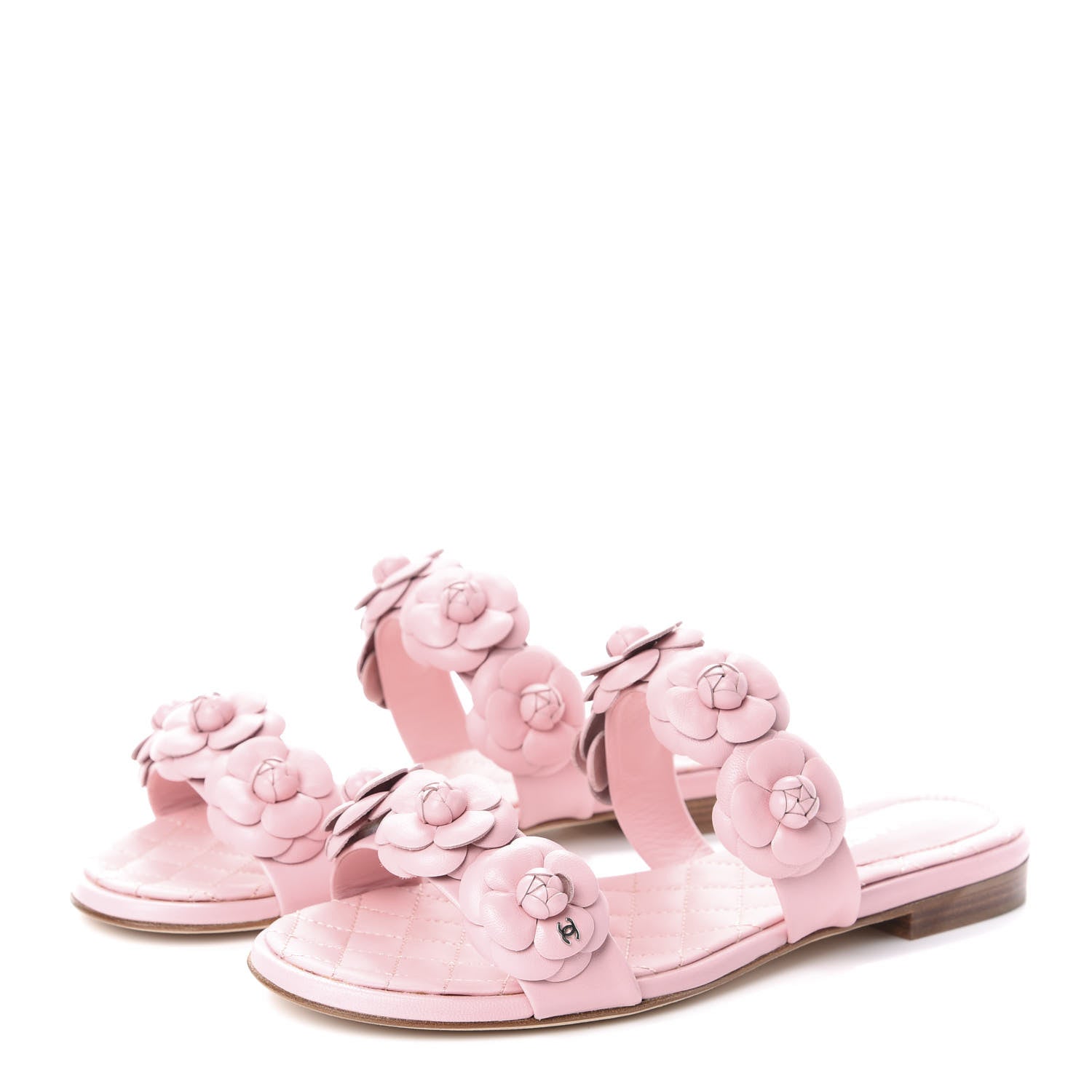 Chanel Lambskin Camellia Slide Sandals 37.5 Pink 3 of 7