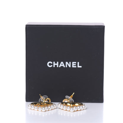 Chanel Pearl Heart CC Drop Earrings Gold 5 of 5
