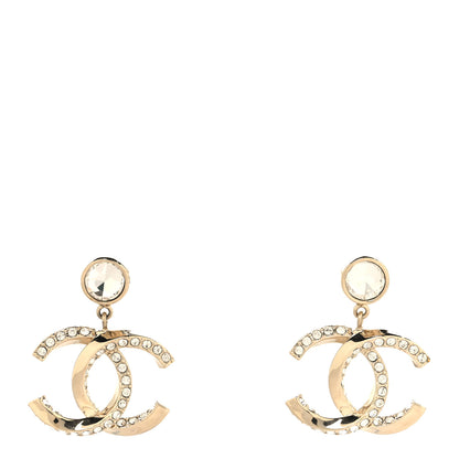 Chanel Crystal CC Circle Drop Earrings Gold 1 of 4