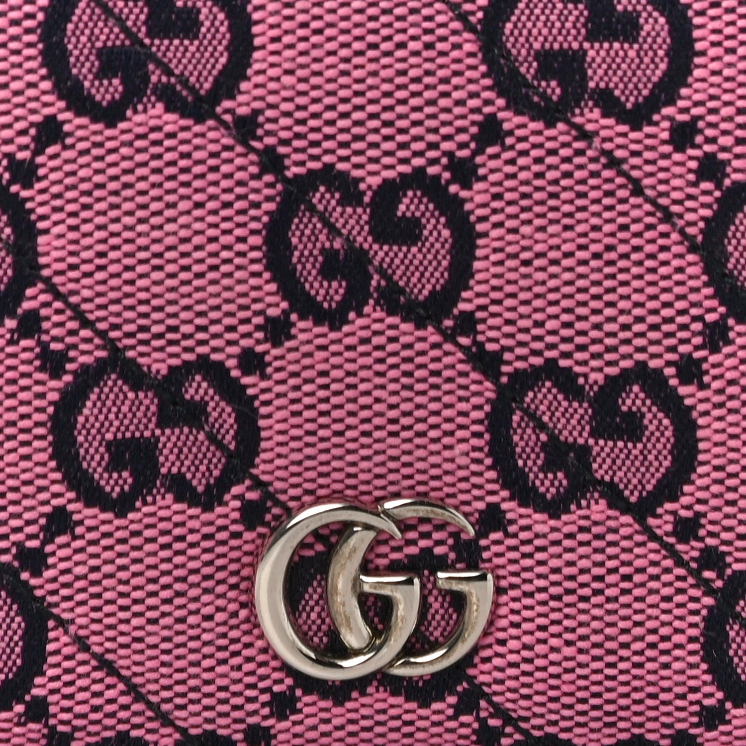 Gucci Monogram Multicolor Matelasse Diagonal GG Marmont Card Case Wallet Pink Blue 7 of 10