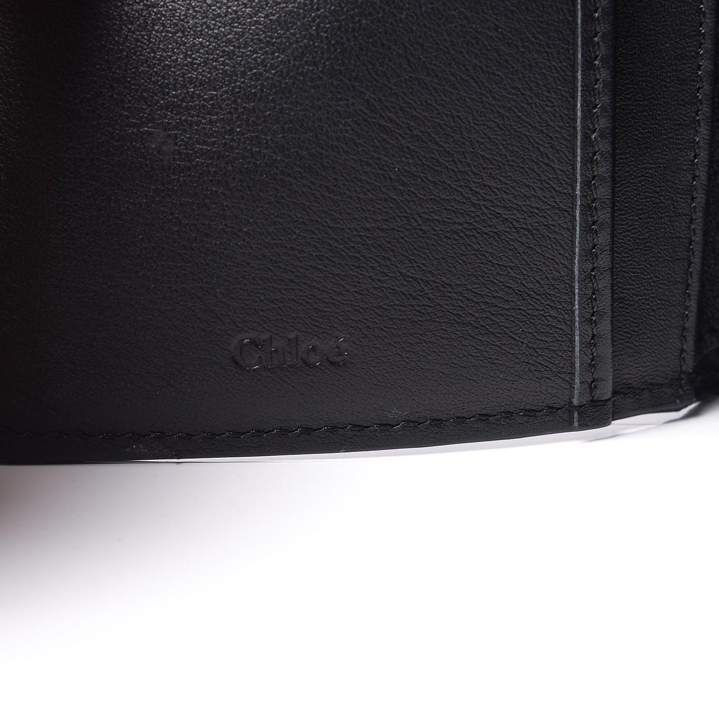 Grained Calfskin Alphabet Compact Wallet Black