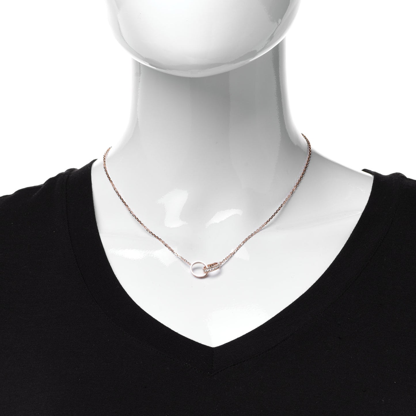18K Pink Gold Diamond Interlocking LOVE Necklace