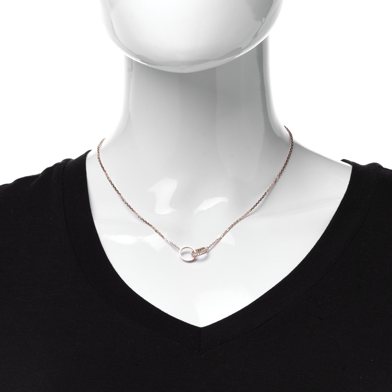Cartier 18K Pink Gold Diamond Interlocking LOVE Necklace 2 of 6