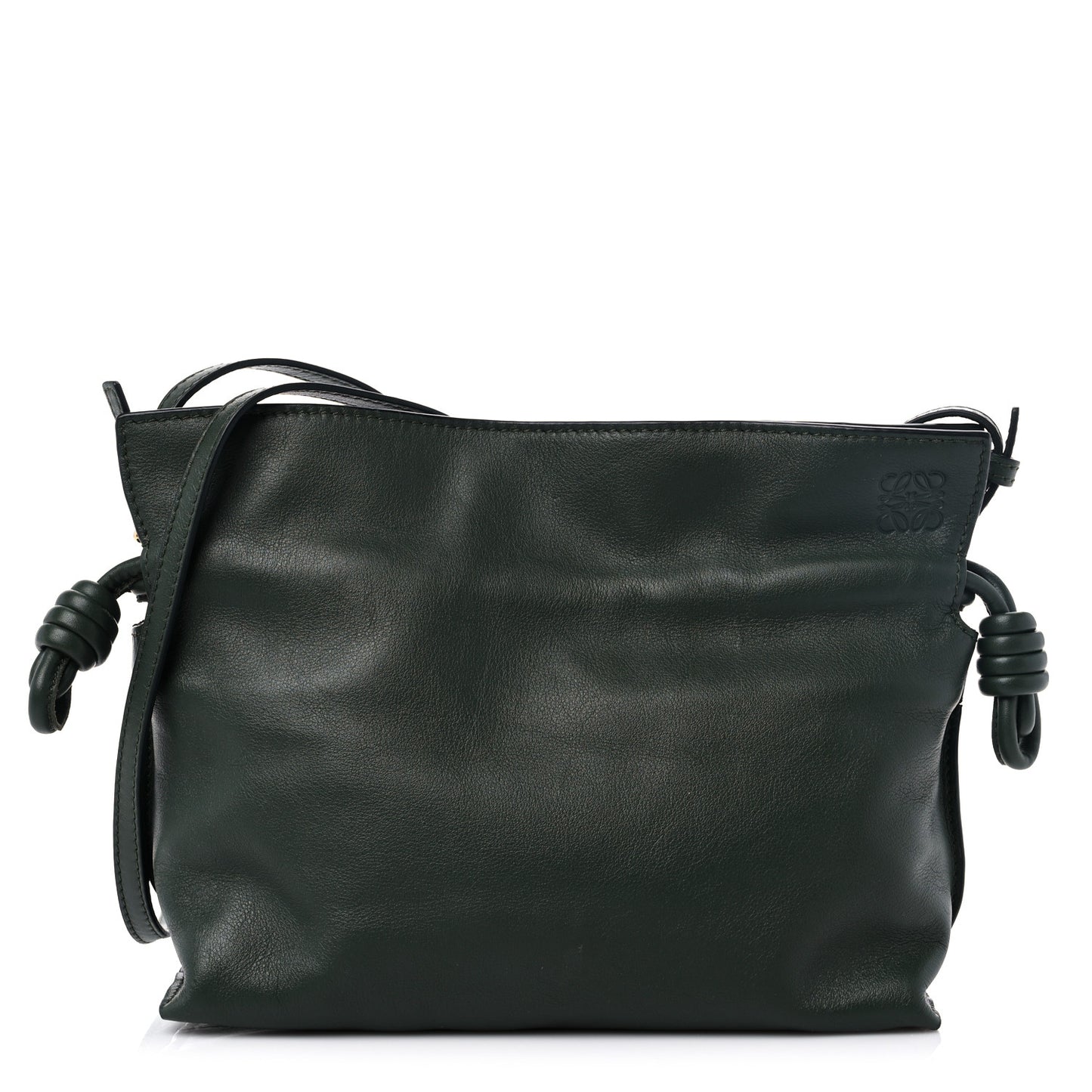 Calfskin Mini Flamenco Knot Clutch Vintage Khaki