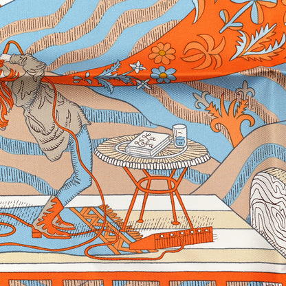 Hermes Silk Le Premier Chant Scarf 90 Abricot Ciel Vert 3 of 6