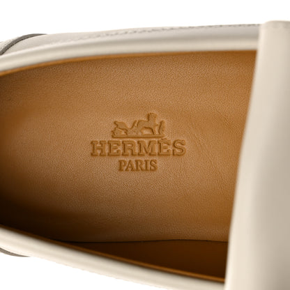 Hermes Calfskin Womens Impact Loafers 36.5 Blanc De Paris 6 of 9
