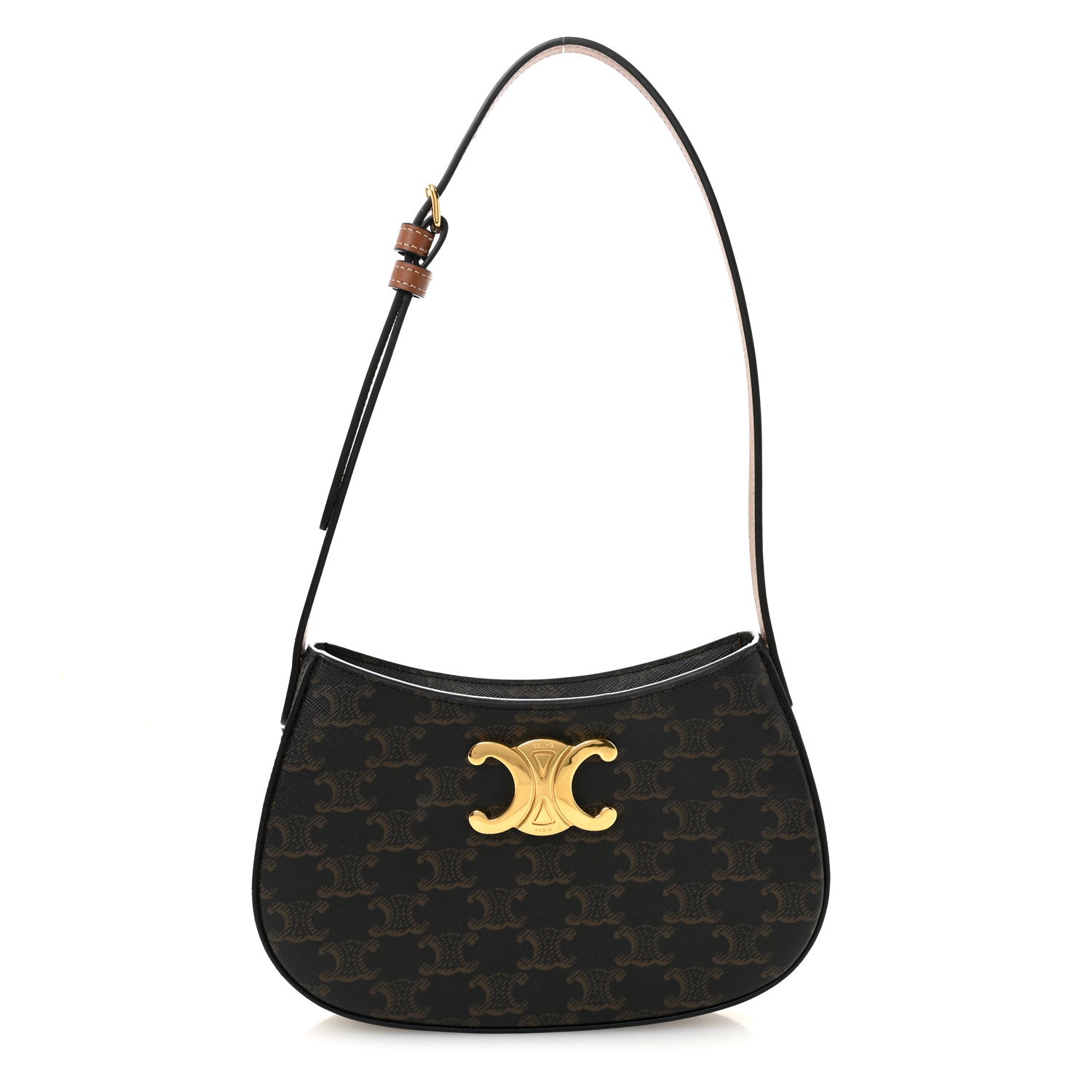 Celine Triomphe Canvas Calfskin Medium Tilly Triomphe Shoulder Bag Tan 1 of 12