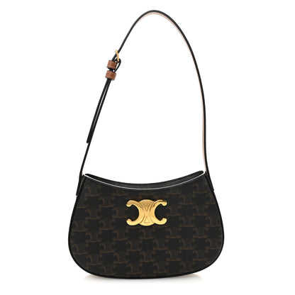 Celine Triomphe Canvas Calfskin Medium Tilly Triomphe Shoulder Bag Tan 1 of 12