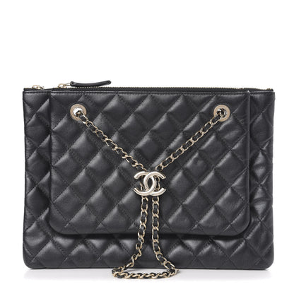 Chanel Shiny Lambskin Quilted Medium Double Case With Strap Black 2 of 23