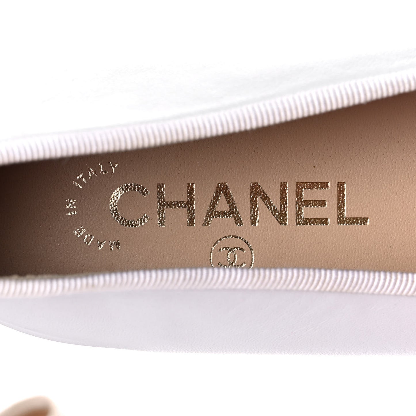 Lambskin Cap Toe CC Ballerina Flats 40.5 White Black