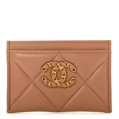 Chanel Lambskin Quilted Chanel 19 Card Holder Brown 1 of 8