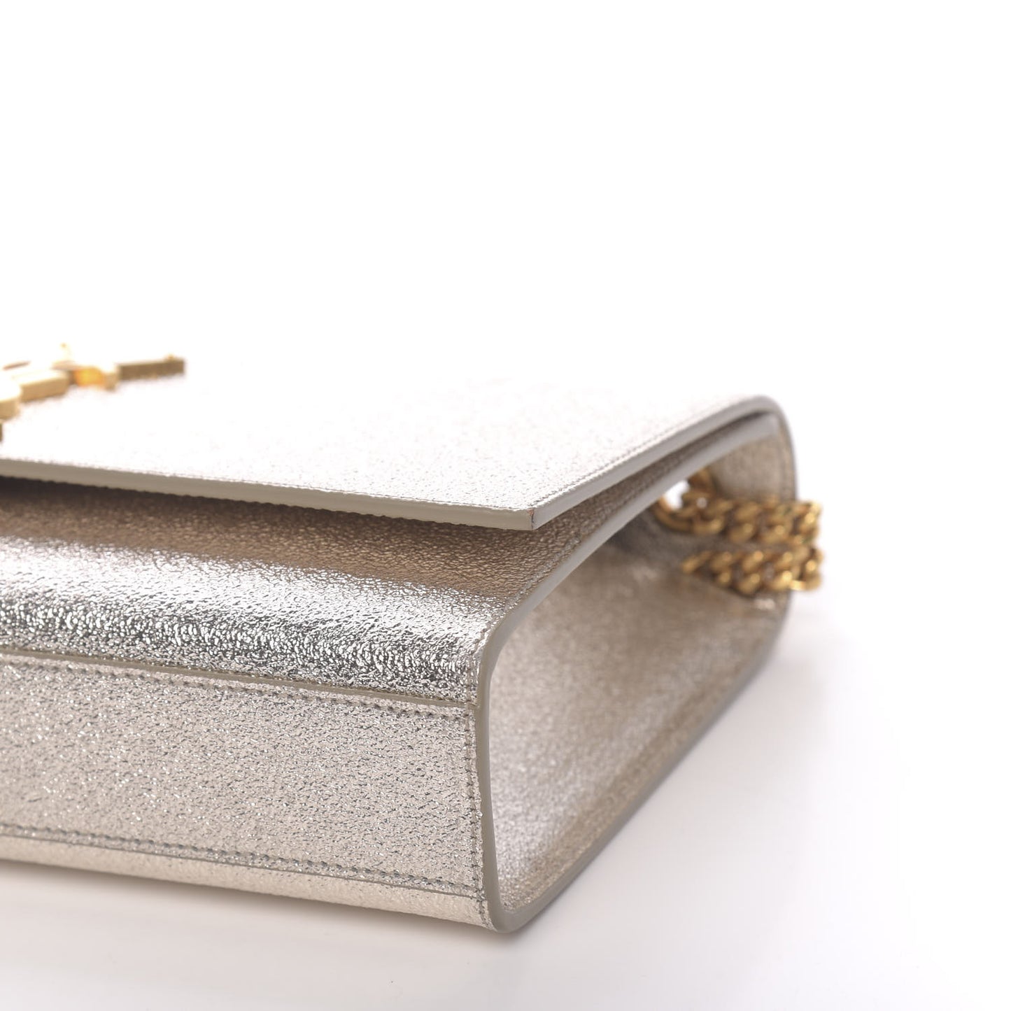 Metallic Calfskin Medium Classic Monogram Kate Satchel Pale Gold