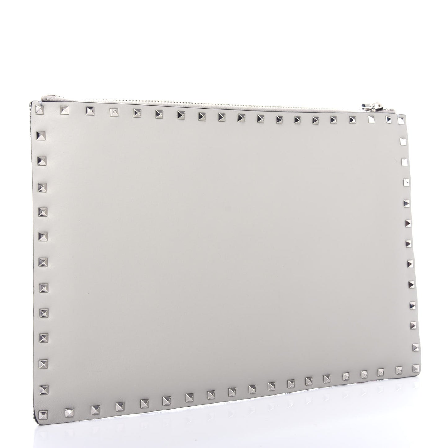 Glitter Rockstud Spike Zip Pouch Silver