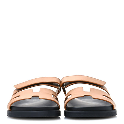 Hermes Calfskin Womens Chypre Sandals 38.5 Naturel 3 of 8