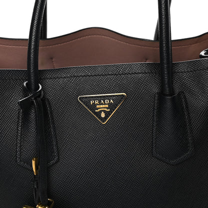 Prada Saffiano Cuir Medium Double Bag Black Mughetto 10 of 21