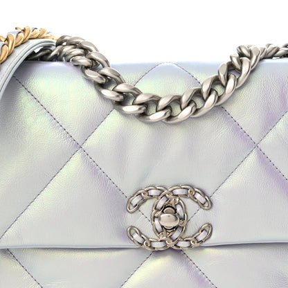 Chanel Iridescent Calfskin Quilted Medium Chanel 19 Flap Light Purple Blue 8 of 12