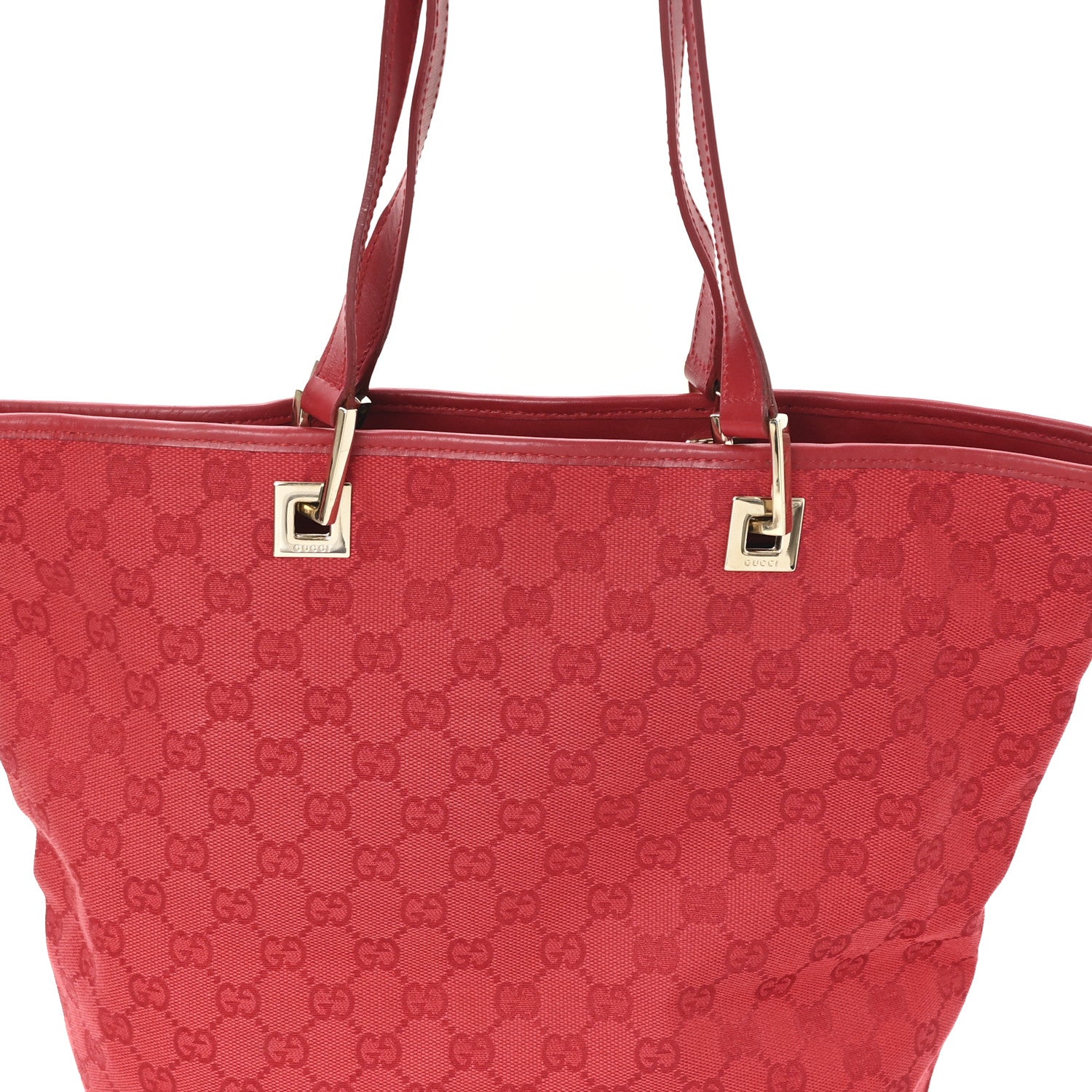 Gucci Monogram Large Bucket Tote  Red 8 of 10