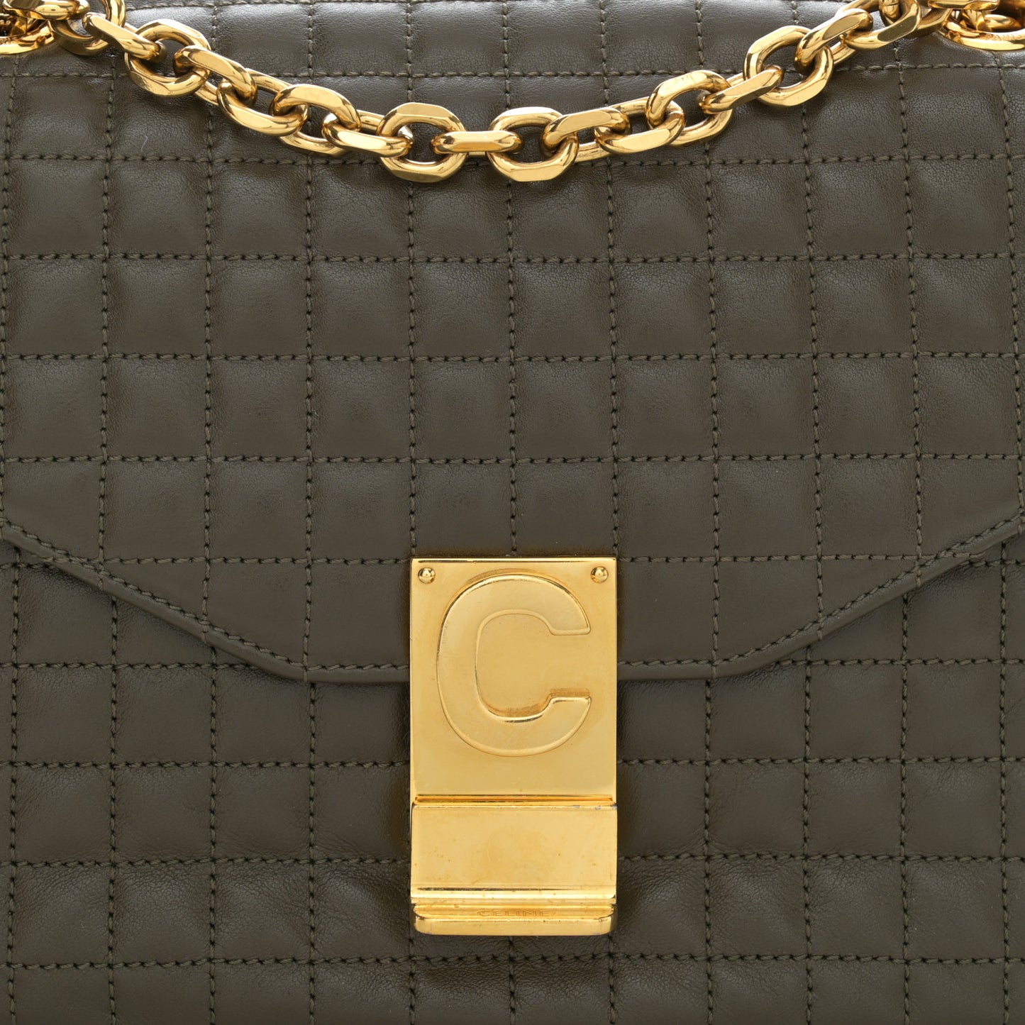 Calfskin Quilted Medium C Bag Khaki
