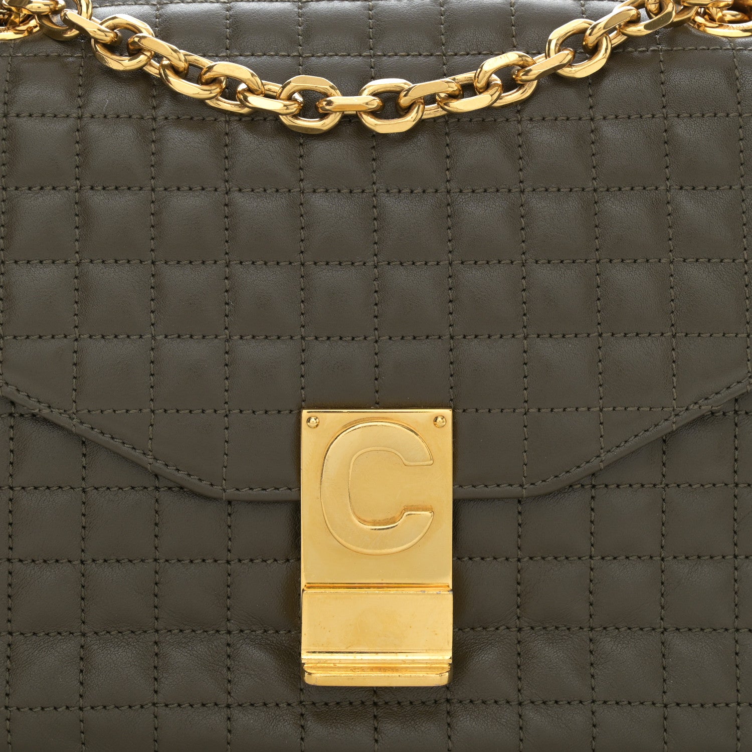 Celine Calfskin Quilted Medium C Bag Khaki 8 of 12