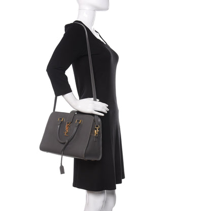 Saint Laurent Calfskin Small Monogram Cabas Grey 2 of 12