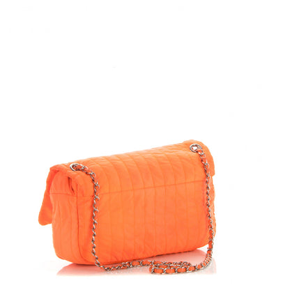 Chanel Nylon Vertical Quilted Jumbo Flap Orange 4 of 8